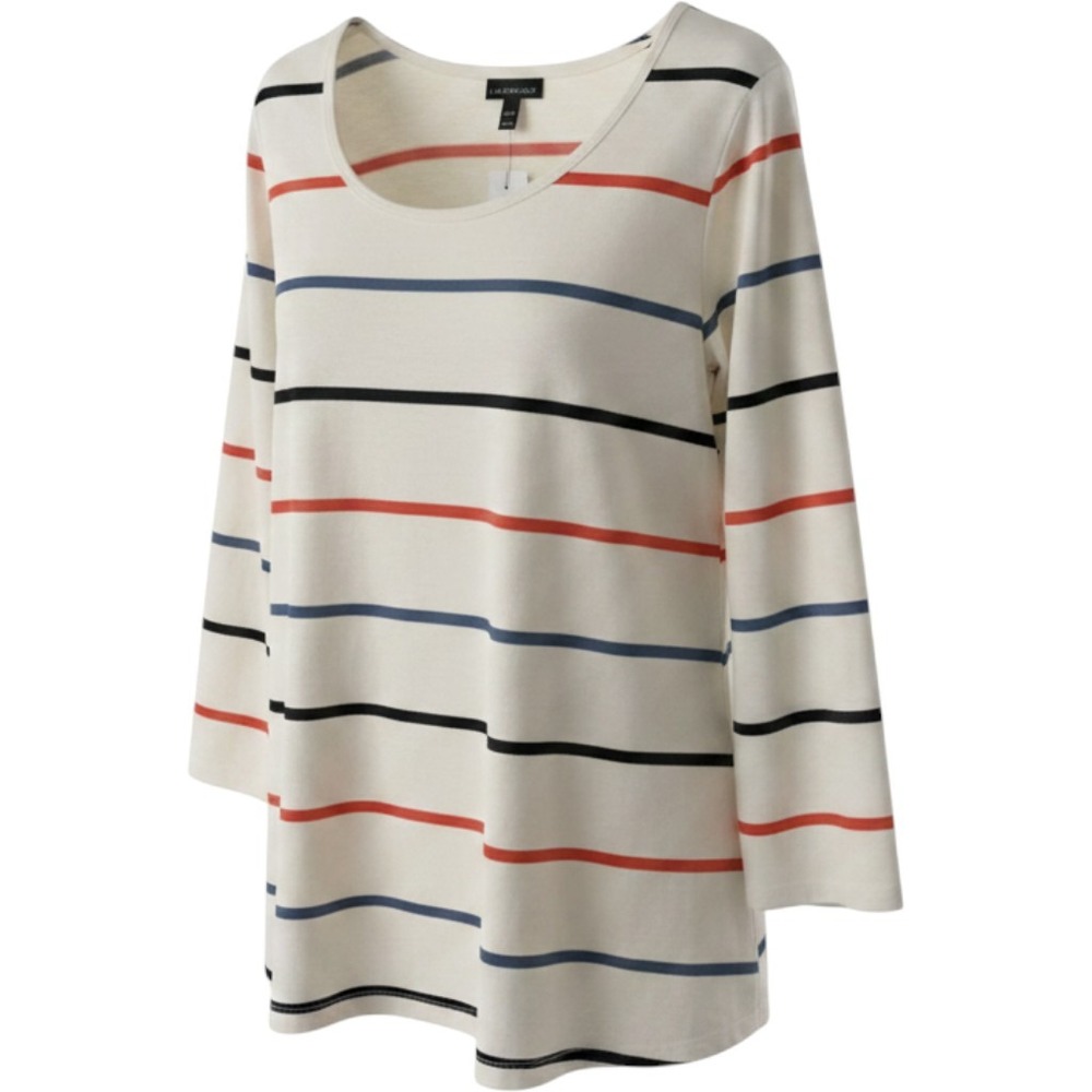 Lane Bryant Swing Collection Striped Tunic Top Ivory Navy Orange 18/20 NWT - Picture 1 of 5
